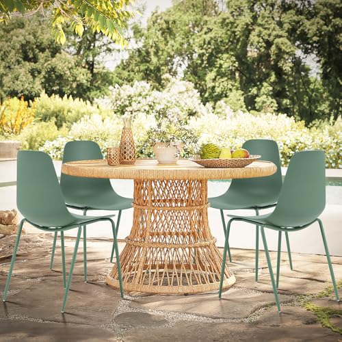 Modern Green Dining Chairs Set of 4 for Indoor and Outdoor Use