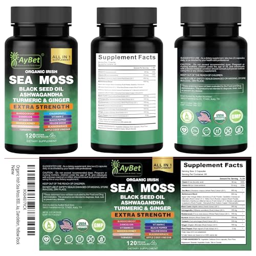AyBet Organic Irish Sea Moss Capsules 16-in-1 (120 ct) — view 8