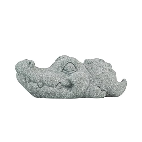 ENGENDER Kung Fu Tea Pet Green Sandstone Animal Tea Pet Ornaments Desktop Fish Tank Landscaping Chinese Creative Crocodile Decoration