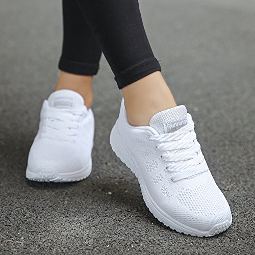 2007 Women's White Sneakers, Lace Up Tennis Shoes Running Shoes Comfort Casual Sneakers Orthotic Insole Arch Support Sneakers4