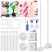 AXHJ 2 Set Balloon Column Kit Base Stand and Pole, 63 inch height with 2 Top Balloon Support Rod, 30Pcs Balloon Rings, 100 Glue Dot, 2 Tying Tool, 2 flower clip for Party Wedding Birthday Xmas Festival