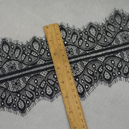 Koronka rzęsowa Vintage, Wstążka koronkowa do rzęs 3 metry, biało-czarna, szerokość 65-80 mm, szycie DIY, wesele(Black 65mm)