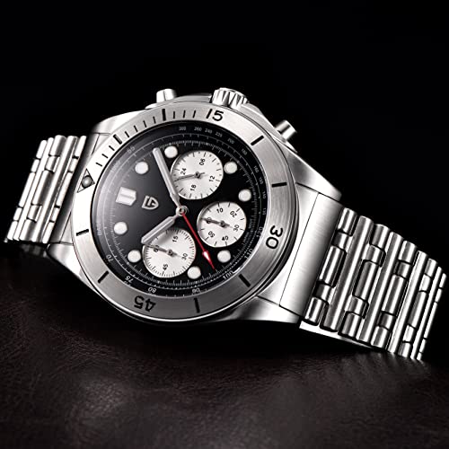 HaiQin Pagani Design Men's Professional Chronograph Japan Quartz Movement Synthetic Sapphire Roller Ball Stainless Steel Bracelet 100M Waterproof Casual Fashion Sports Watch - Image 5