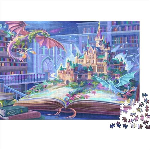 Mondo Libro Fantastico Cartone Riciclato Eco-Friendly Colorato Educativo Antistress Jigsaw Puzzle Castello Libro Magico per Adulti Ragazzi 12+ 52x38cm/1000pz