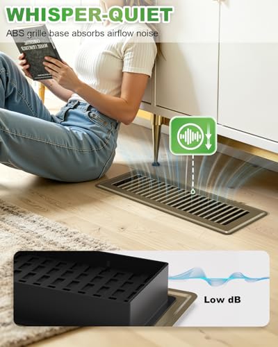 Image of 4x12 Floor Register, Brown, Adjustable Airflow for Home Floor Vents-2 Pack