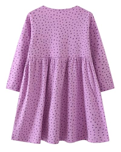 Image of Girls Cotton Long Sleeve Casual Cartoon Appliques Striped Jersey Dresses