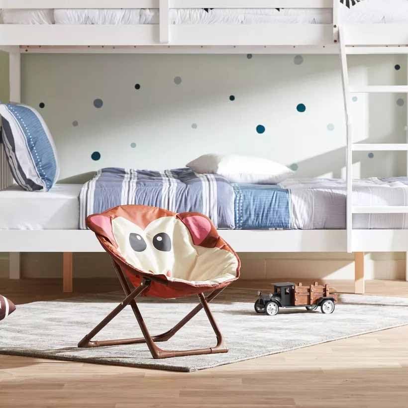SKOFRI Children's Moon Chair Cartoon Stool Baby Dining Chair Folding Backrest Stool Portable Outdoor Beach Chair Kids Mini Saucer Chair Recliner Moon Lounge Chair(Monkey-Brown) 2