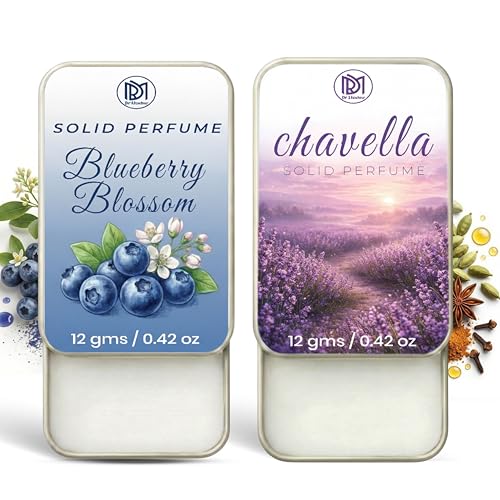 Image of Dr.Mashur Solid Perfume |blueberry blossom&Chavella Alcohol Free Wax Perfume Balm, Long Lasting | Pocket Tin 12g, Pack Of 2| Non Greasy Smooth Glide, Travel Friendly Unisex