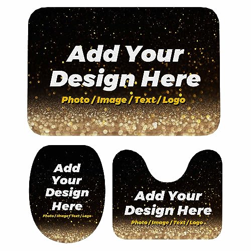 HAOGEILI Custom Bathroom Rugs Water Absorbent, Non-Slip Bath Mats, Washable Personalized Bathroom Mats 3 Piece Set for Toilet Rugs U-Shaped Bath Mats and Toilet Contour Mats Covers 32x20in