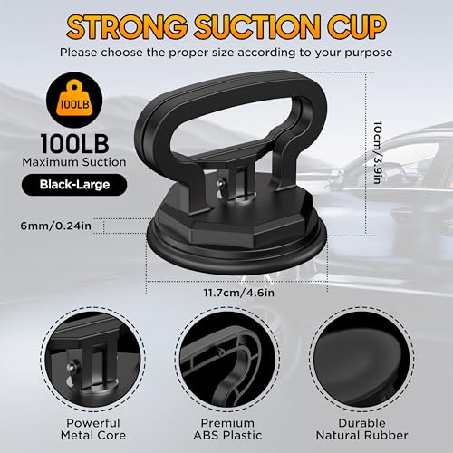 Image of Amooca Glass Suction Cup Lifter Heavy Duty Tile Marble Suction Cup Vacuum Lifter with Handle for Granite Lifting & Window Replacement 100 lbs Load Capacity (2 Pack Black Large)