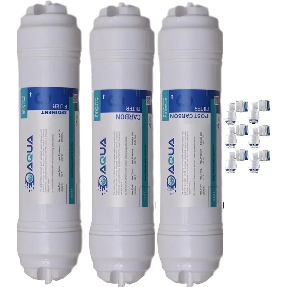 Aqua Universal Pre Carbon, Post Carbon, Sediment Kit Premium Filter Set with Elbow Connectors for RO Water Purifier, All Kind of RO/UV/UF, Inline Filter Set-image-27