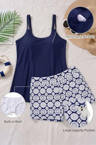Image of Tempt Me Plus Size Tankini Swimsuits - Women Two Piece Tankini Top with Shorts Flowy Swimsuit 2025 Bathing Suits
