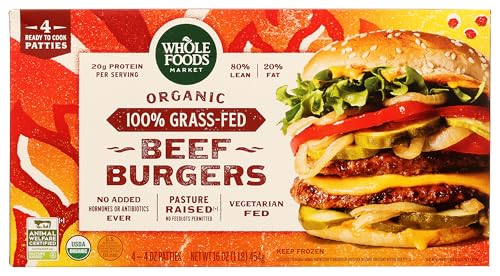 WHOLE FOODS MARKET Organic Grass Fed Beef Burgers, 16 OZ