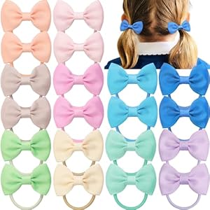 CÉLLOT Girls Hair Accessories – 40pcs 2.75″ Hair Bows Thick Elastics Rubber Ribbon Bands, Bows for Baby Girls, Kids & Children (for 2.5 years old up)