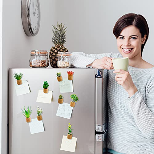 JUSTDOLIFE Plant Fridge Magnets-14 Pack Mini Succulent Plants Magnets Artificial Plants Refrigerator Magnets Potted Succulent Plants Magnet Stickers Cute for Magnet Boards Fridge Home Office Decor - Thumbnail 2