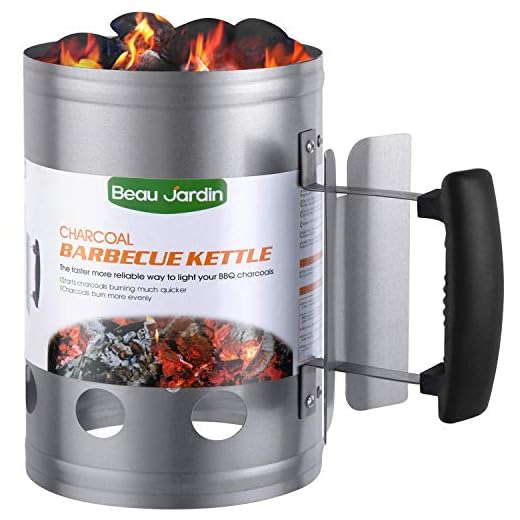 BEAU JARDIN Encendedor de carbón para Barbacoa para encender la Parrilla Arrancador Chimenea Chimenea de 28 x 18 cm Plata Chimenea de Encendido Chimenea de Encendido Parrilla de Barbacoa Encendedor