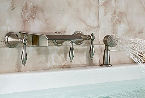 Robinet baignoire mural haut de gamme Gowe en nickel brossé triple commande - 4