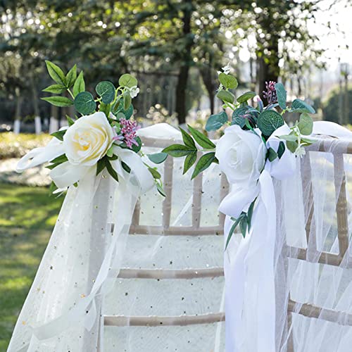QSDGFH Set of 8 Wedding Chair Decorations, Wedding Aisle Church Pew Flower, Ceremony Chair Back Floral Decorations - Image 3