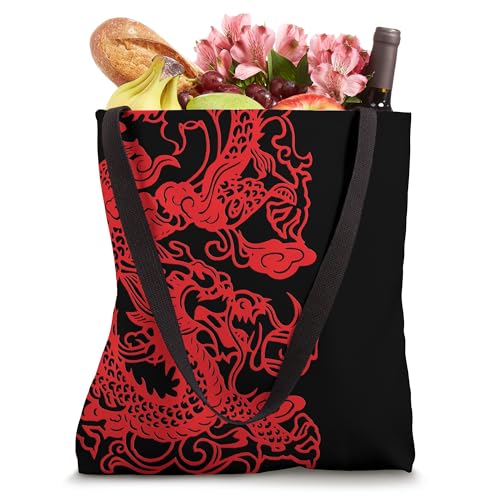 Bolso Tote Dragón Asiático Rojo miniatura 4
