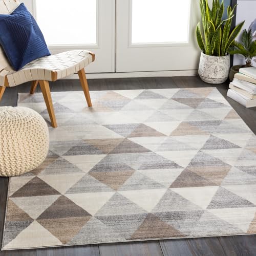 Livabliss Amsterdam – Moderner Boho mit geometrischem Muster in Grau, Braun und Weiß, skandinavischer Stil für Wohnzimmer, Schlafzimmer, Esszimmer – Größe 200x275 cm