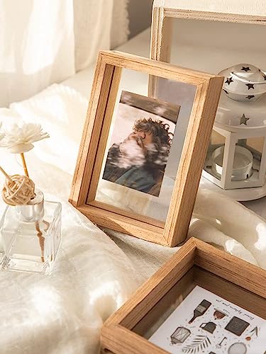 FASHION YO Photo Frame Beech Wood Picture Frames for Desk Double Sided Decor Family Friends Gifts 4x6 8x6 7x5 Portrait & Landscape (Nature Wood 10x8(20.3 * 25.3CM)) - Image 3