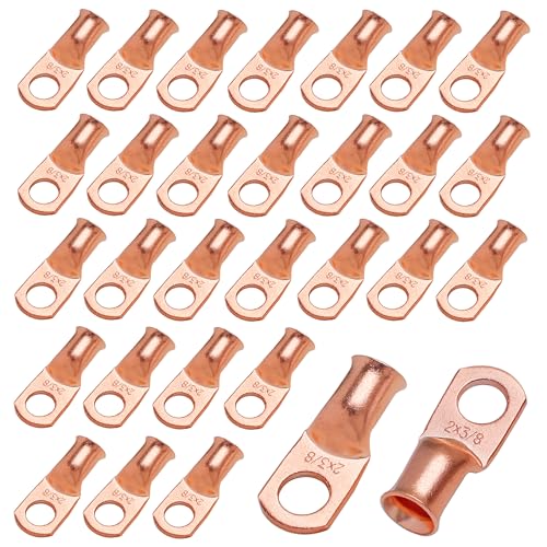 Cosses à anneaux en cuivre nu 2AWG-3/8 robustes pour moto et remorque x30