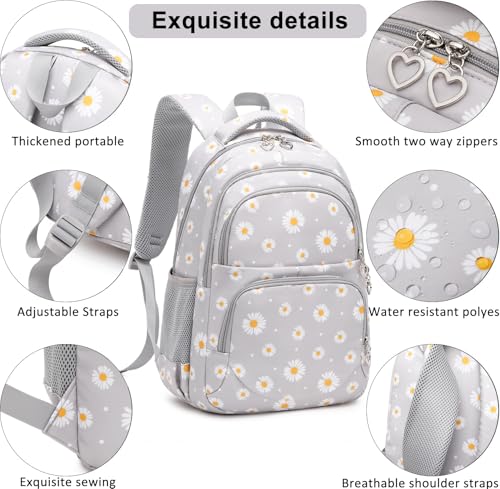 Joyfulife 3Pcs Daisy Prints Backpack for Girls Backpack with Lunch Box Kids Backpack Kindergarten Primary Elementary School Bags Bookbags Set — view 3