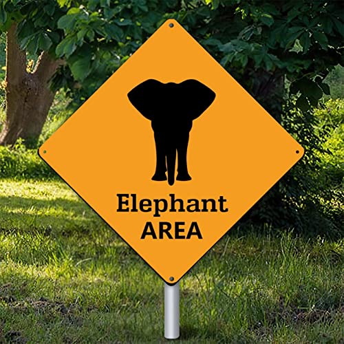 Plaque en métal Beware of Elephant Zone Panneau de portail extérieur de 38cm style rouillé