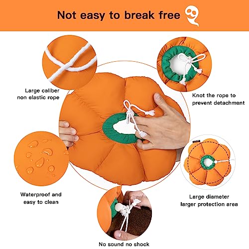 Image of Cat Cone Collar,Cute Waterproof Recovery Collar,Anti-Bite Lick Wound Healing Safety Elizabethan e Collar for Cats,Orange Pumpkin Cat Halloween Costume