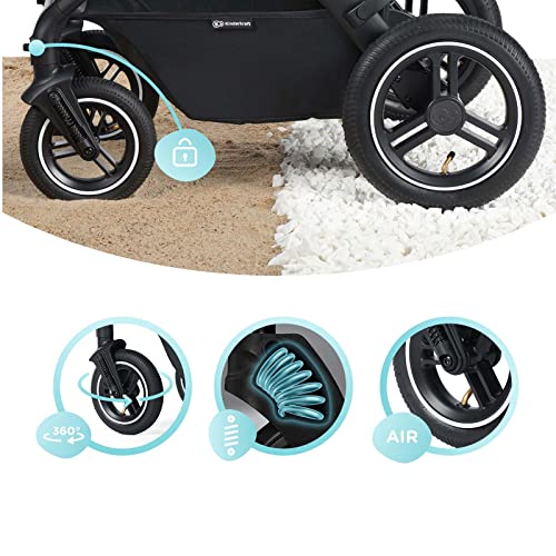 Kinderkraft Carrito Bebé 3 en 1 B-TOUR, Silla de Paseo desde el nacimiento hasta los 22 kg, con Silla Coche, Negro