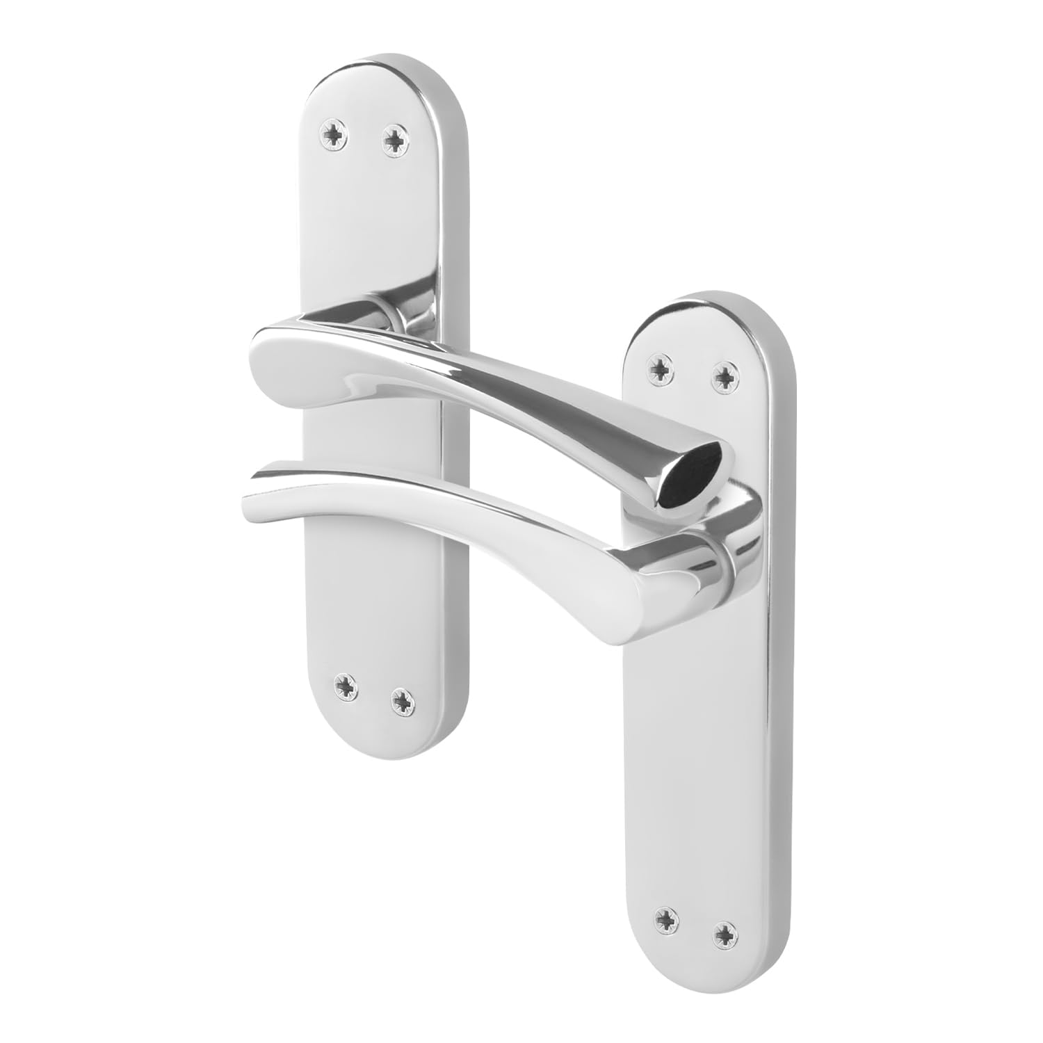 EAI Polished Chrome Door Handles, 1 Pair on Backplate - Novoli