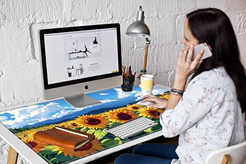 Image of Large Mouse Pad 48x24 Desk Matt for Desktop Gaming Mousepad Sunflower Computer Mat 4XL Huge Desk Pad Oversized Giant Mouse Mat for Girl Women Office Work