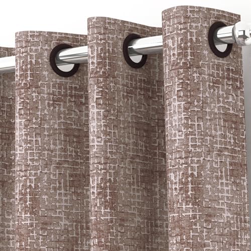 Image of Curtain Door - Raga Semi Transparent Curtains 7 Feet Door Curtains for Home and Kitichen |Texture| Mudy Brown | Polyester, Pack of 10