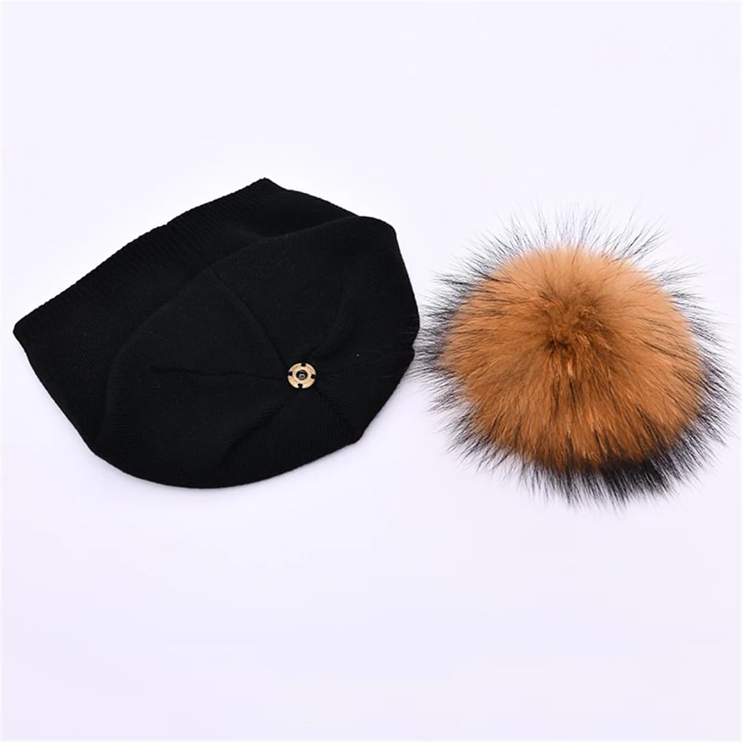 Wvapzxx Gorro De Bola De Piel, Sombreros De Invierno Para Mujer Y Niña, Gorros Tejidos Con Pompón De Piel De Diamantes De Imitación, Gorro De Piel Gruesa