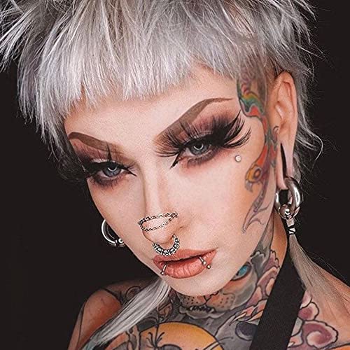 PunkTracker Nose Rings 20G - 2mm, 2.5mm, 3mm CZ Studs with Chain - Surgical Steel Nose Piercing Jewelry4