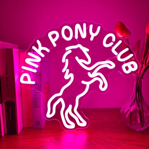 Pony Pink Neon Sign Cute Equestrian LED Wall Art for Girls' Room Decor Neon Light for Ponies Lovers Gift for Birthdays Holidays Devoted Fans