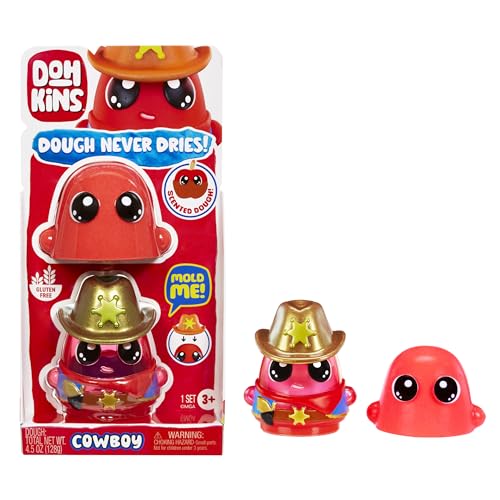 Dohkins Cowboy Single Pack Character - Comprend 1 Personnage, collectionnez Les 6, la pâte ne sèche jamais, sans Gluten, Convient aux collectionneurs et aux Enfants de 2 à 5 Ans