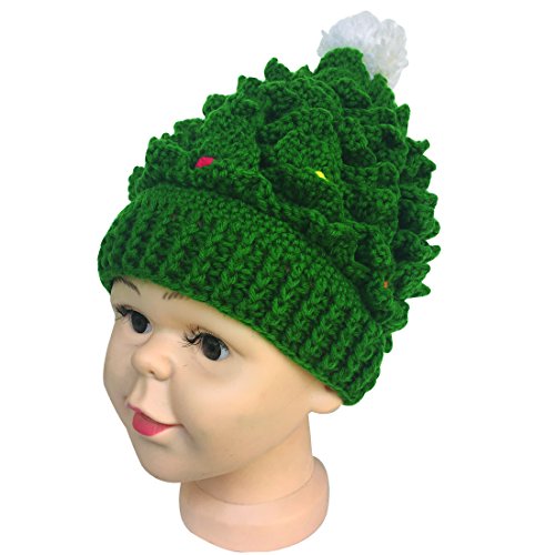 Kafeimali Baby Christmas Tree Knit Hat Green Red Crochet Beanie Reindeer Caps (Green) #TOP4