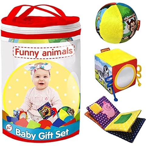 Sensory toys for babies 6-12 months MACIK - Baby soft book + Sensory balls for baby + Sensory cubes for babies - Sensory books for babies - Teething toys for babies 12-18 months -Crinkle toys for baby Cover