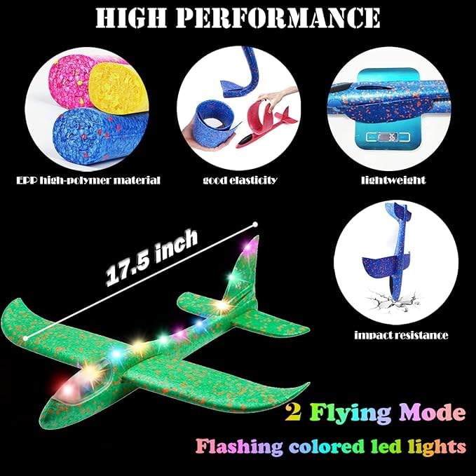 Image of GoBaby Hand Throw Flying Glider Foam Plane Toy for Kids | Multicolor Outdoor Airplane Launcher Toy with Easy Soaring Flight