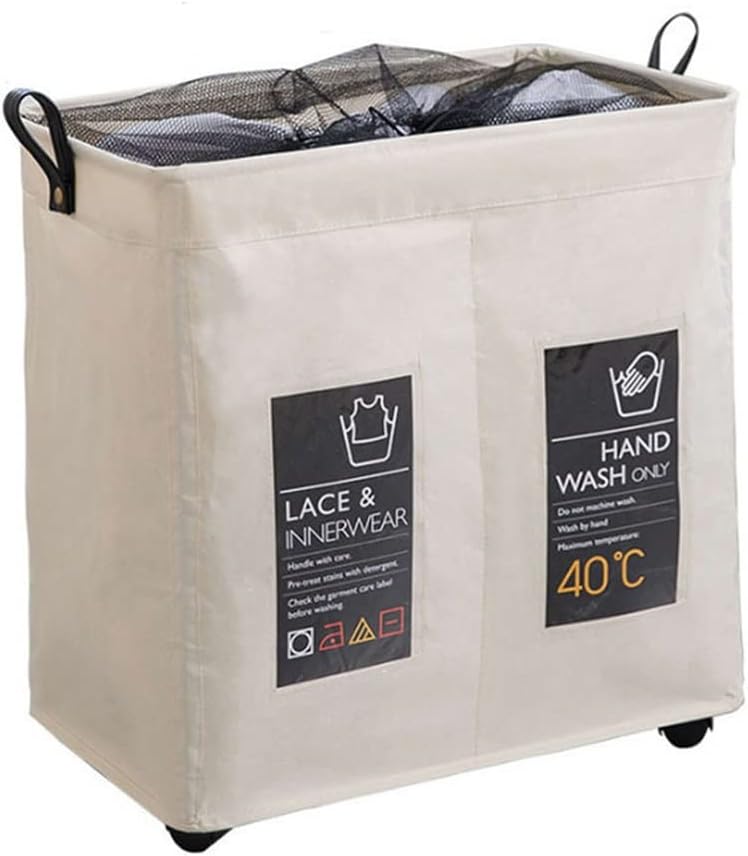 Foldable Storage Basket with Wheels Caster Laundry Basket Collapsible Large Hamper Barrel Dirty Clothes Laundry Bag (Color : A, Size : 3 Grid) (A 2 grid)