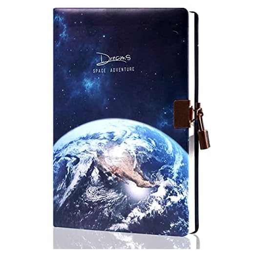 Planet Locking Journal for Boys&Kids, Lock Diary with Keys,PU Leather Cover Journal Personal Organizers,A5 Secret Notebook, Gift for Adults,8.38in x 5.7in