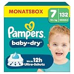 Pampers – Pampers Baby-Dry Größe 7, 132 Windeln, 15kg+, Bis zu 100% Au