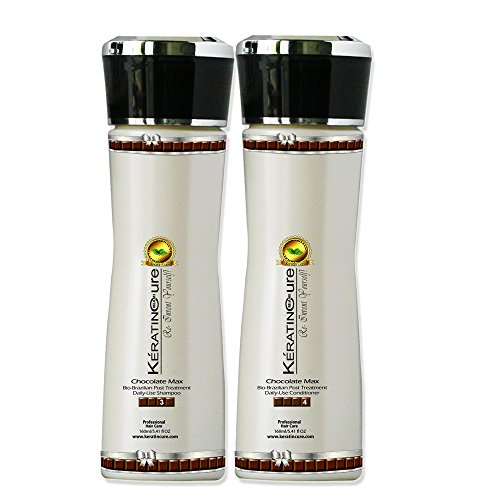 Keratin Cure Brazilian Chocolate Bio Vitamin Aloe daily use Shampoo Conditioner 5 oz set for keratin treated hair with Argan oil Biotin SULFATE FREE protect Color Enhance Hair Growth prevent Hair Loss