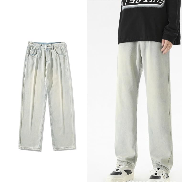 Casual Loose Jeans, Men's Straight Leg Loose and Versatile Long Pants, Retro Drape, Wide Leg Men's Jeans2