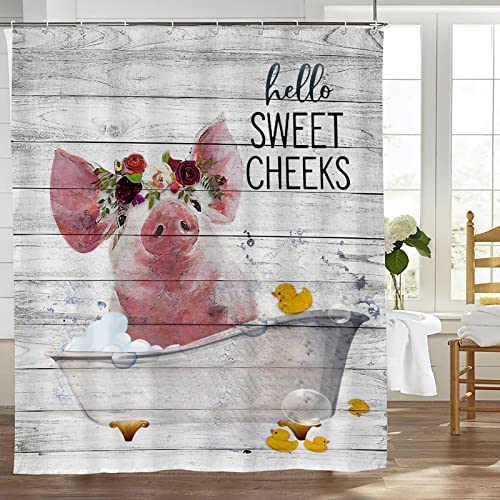 Pig Shower Curtains Kritters in the Mailbox Pig Shower Curtain Decor