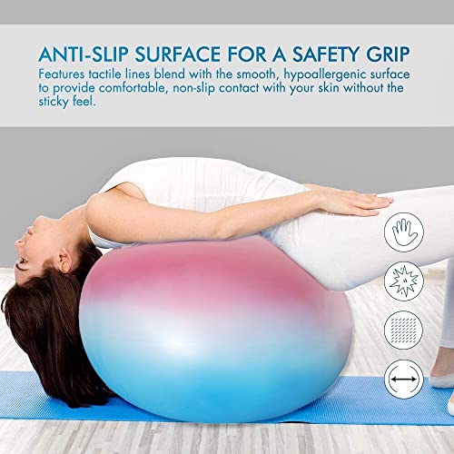 Image of 65cm Exercise Ball with Pump, Anti-Burst Non-Slip Stability Ball for Yoga Pilates Balance Workout Pregnancy and Physical Therapy Home Office Use