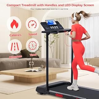 Electric Walking Pad with Handle Bar, 0.6-10MPH Portable Walkingp Pads Treadmills with Handles for Home Apartment Small, 3.5HP Foldable Folding Compact Treadmill for Small Spaces, LED Display, 400LBS