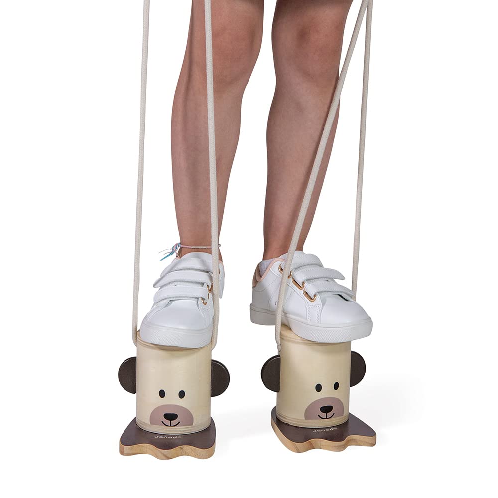 Janod - Petites Echasses en Bois Pattes d'ours - Jeu de Plein Air - Hauteur Réglable – Apprentissage de l'Equilibre - Certifié FSC - Peinture à l'eau - Dès 3 Ans, J03174