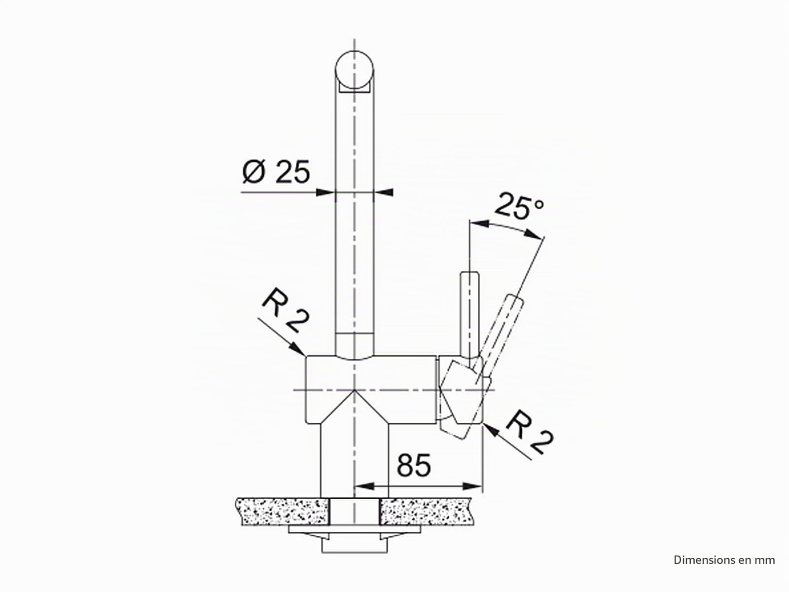 Franke Atlas Neo 115.0681.242 Robinet haute pression en acier inoxydable massif Doré